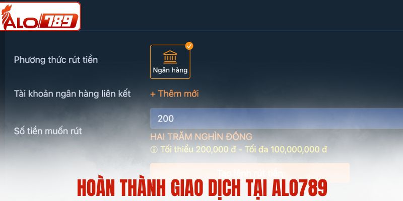 Hoàn thành giao dịch tại ALO789