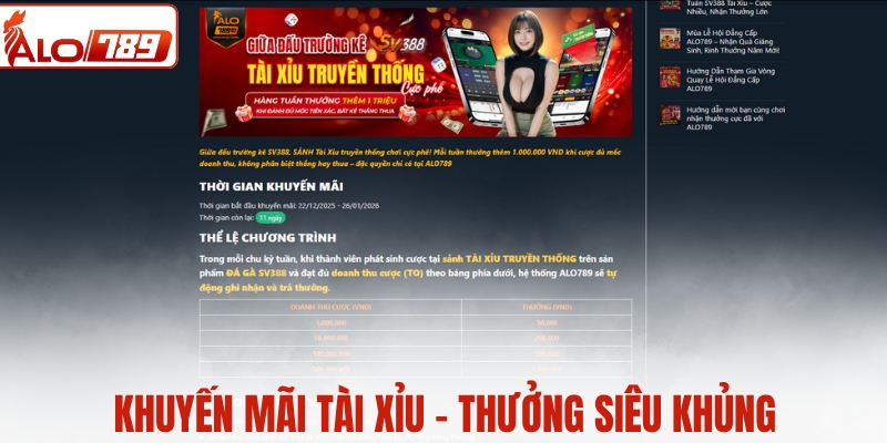 Khuyến mãi tài xỉu - Thưởng siêu khủng